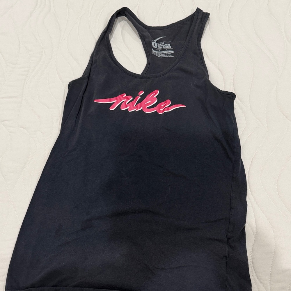 Nike Women's Black and Pink Tank Top